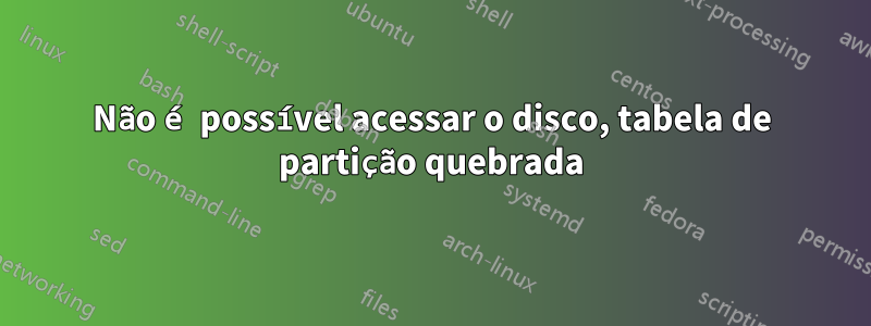 Não é possível acessar o disco, tabela de partição quebrada
