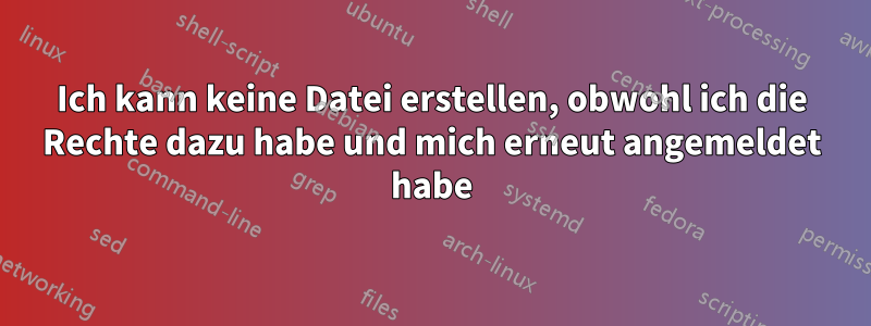 Ich kann keine Datei erstellen, obwohl ich die Rechte dazu habe und mich erneut angemeldet habe