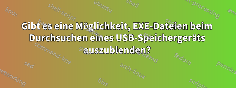 Gibt es eine Möglichkeit, EXE-Dateien beim Durchsuchen eines USB-Speichergeräts auszublenden?