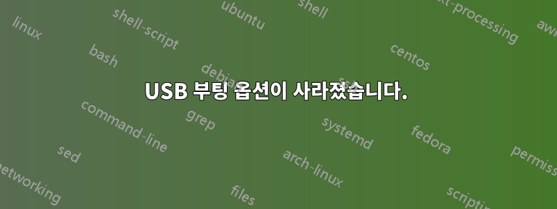USB 부팅 옵션이 사라졌습니다.