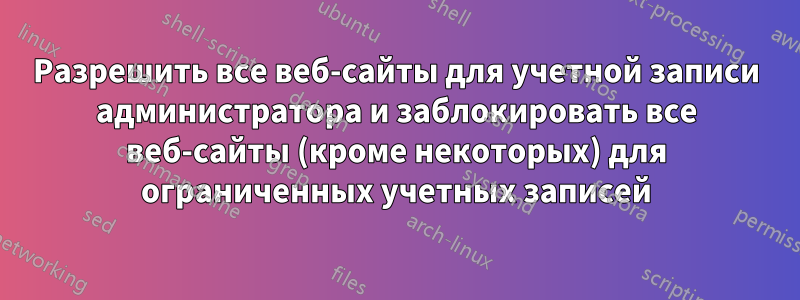 Разрешить все веб-сайты для учетной записи администратора и заблокировать все веб-сайты (кроме некоторых) для ограниченных учетных записей