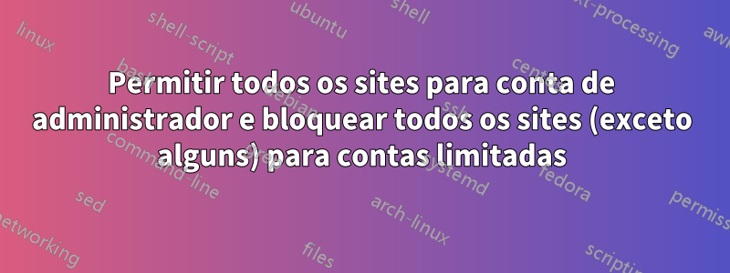 Permitir todos os sites para conta de administrador e bloquear todos os sites (exceto alguns) para contas limitadas