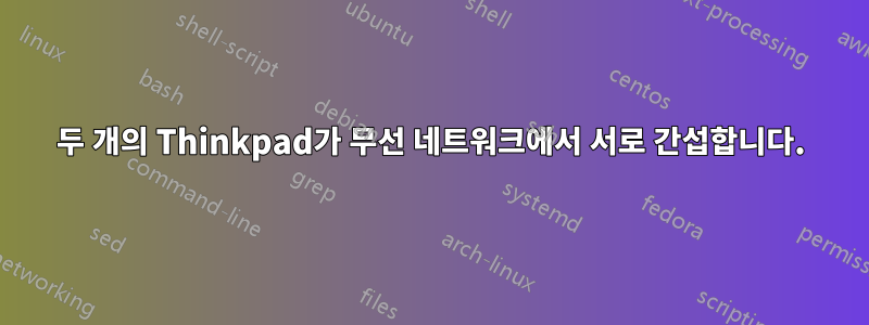두 개의 Thinkpad가 무선 네트워크에서 서로 간섭합니다.