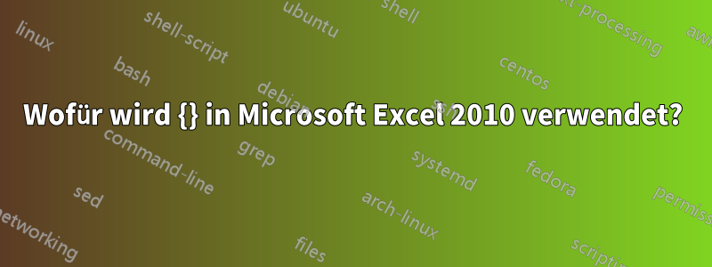 Wofür wird {} in Microsoft Excel 2010 verwendet?