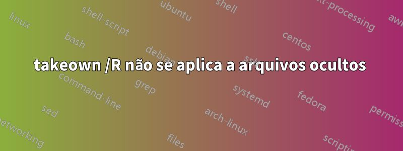 takeown /R não se aplica a arquivos ocultos