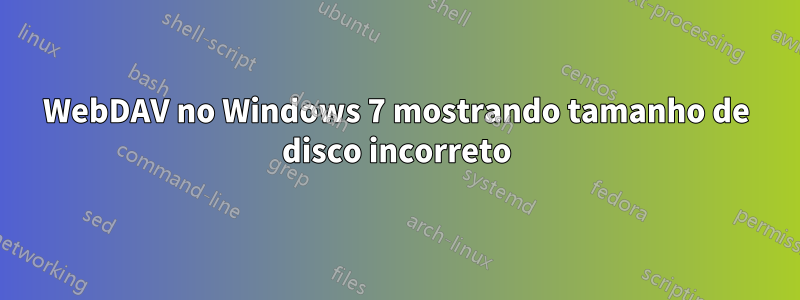 WebDAV no Windows 7 mostrando tamanho de disco incorreto