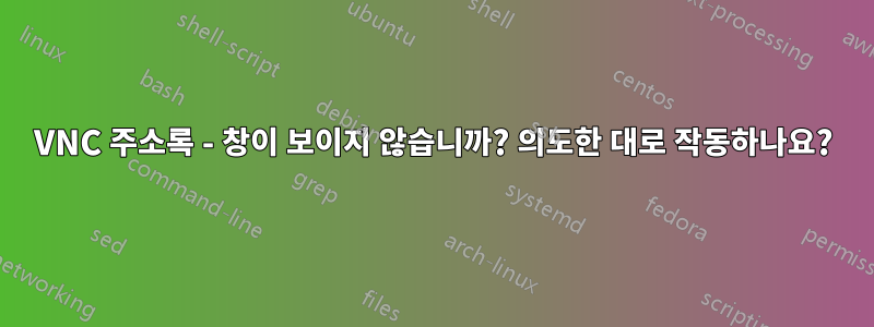 VNC 주소록 - 창이 보이지 않습니까? 의도한 대로 작동하나요?