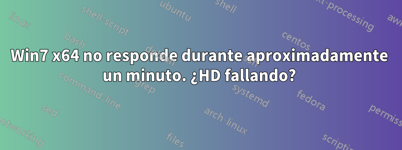 Win7 x64 no responde durante aproximadamente un minuto. ¿HD fallando?