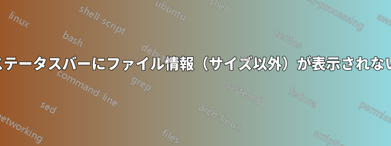 ステータスバーにファイル情報（サイズ以外）が表示されない