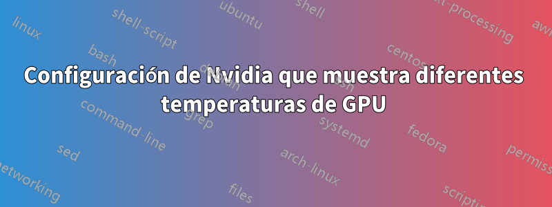 Configuración de Nvidia que muestra diferentes temperaturas de GPU