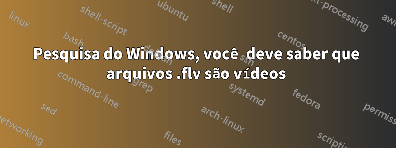 Pesquisa do Windows, você deve saber que arquivos .flv são vídeos