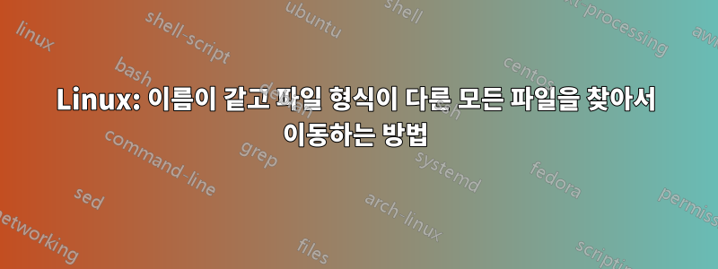 Linux: 이름이 같고 파일 형식이 다른 모든 파일을 찾아서 이동하는 방법