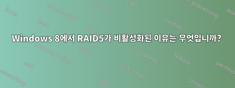 Windows 8에서 RAID5가 비활성화된 이유는 무엇입니까?