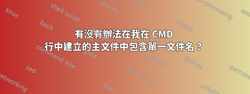 有沒有辦法在我在 CMD 行中建立的主文件中包含單一文件名？