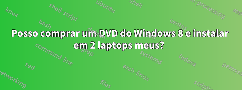 Posso comprar um DVD do Windows 8 e instalar em 2 laptops meus? 