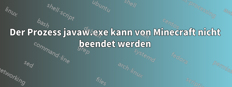 Der Prozess javaw.exe kann von Minecraft nicht beendet werden