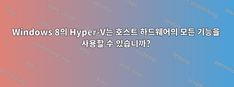 Windows 8의 Hyper-V는 호스트 하드웨어의 모든 기능을 사용할 수 있습니까?