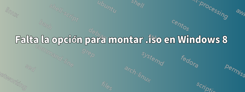 Falta la opción para montar .iso en Windows 8