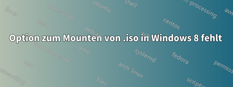 Option zum Mounten von .iso in Windows 8 fehlt