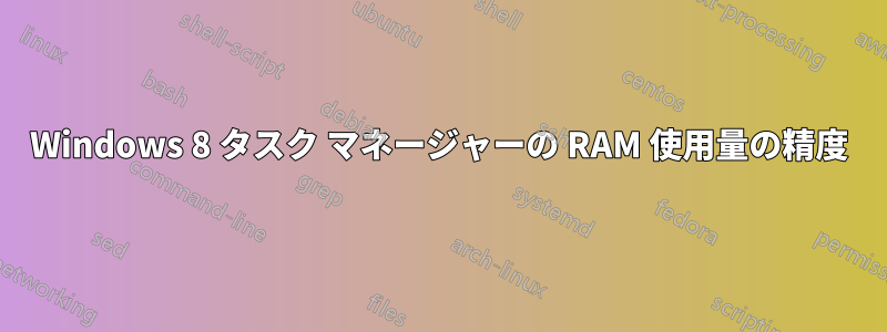 Windows 8 タスク マネージャーの RAM 使用量の精度