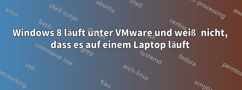 Windows 8 läuft unter VMware und weiß nicht, dass es auf einem Laptop läuft