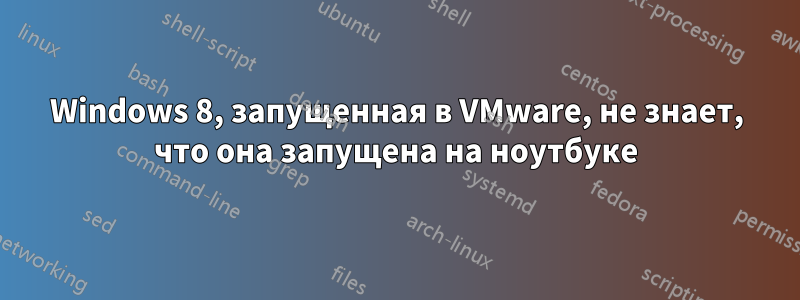 Windows 8, запущенная в VMware, не знает, что она запущена на ноутбуке