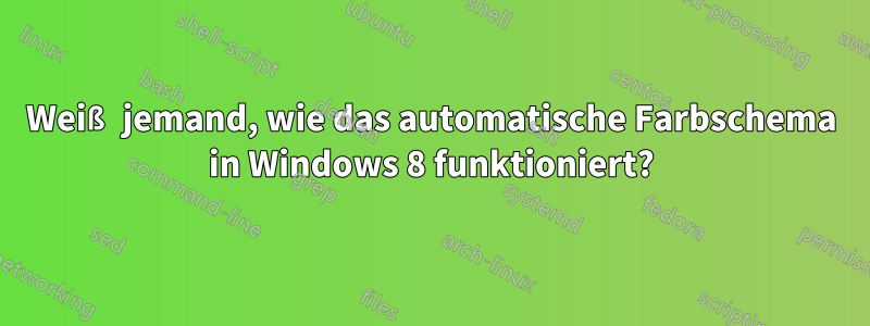 Weiß jemand, wie das automatische Farbschema in Windows 8 funktioniert?