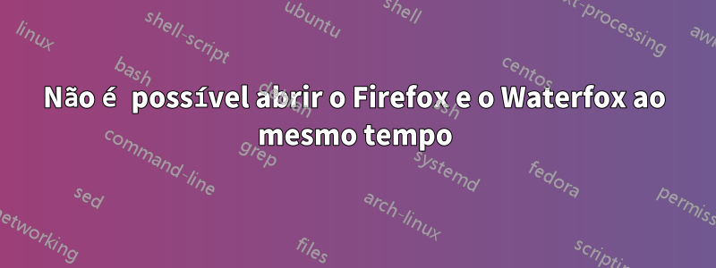 Não é possível abrir o Firefox e o Waterfox ao mesmo tempo