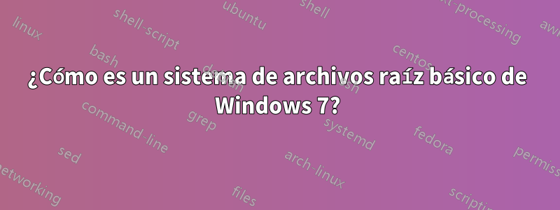 ¿Cómo es un sistema de archivos raíz básico de Windows 7?