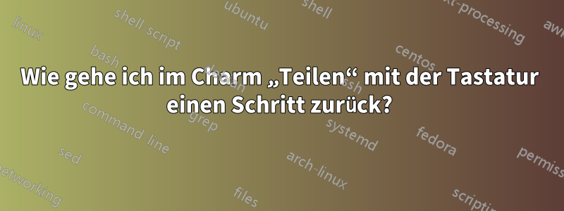 Wie gehe ich im Charm „Teilen“ mit der Tastatur einen Schritt zurück?