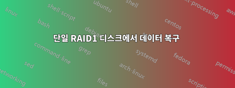 단일 RAID1 디스크에서 데이터 복구