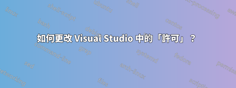 如何更改 Visual Studio 中的「許可」？