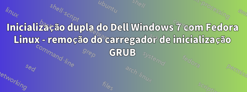 Inicialização dupla do Dell Windows 7 com Fedora Linux - remoção do carregador de inicialização GRUB