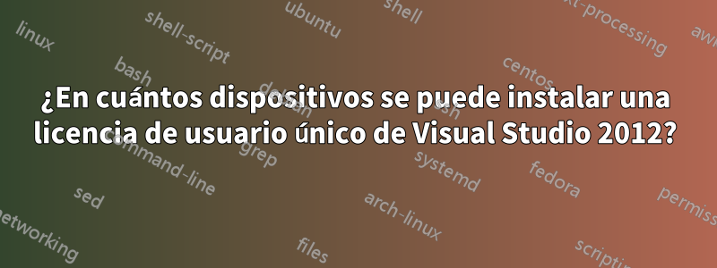 ¿En cuántos dispositivos se puede instalar una licencia de usuario único de Visual Studio 2012?