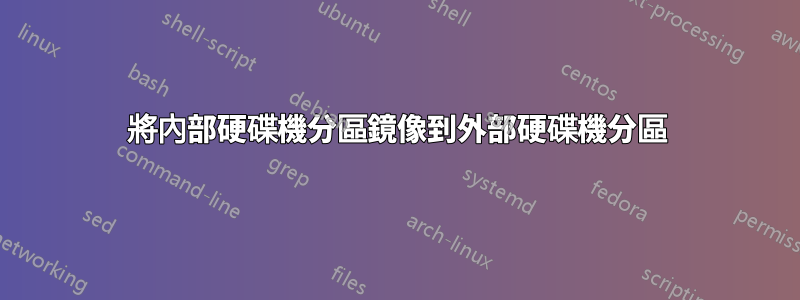 將內部硬碟機分區鏡像到外部硬碟機分區