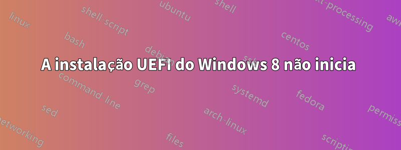 A instalação UEFI do Windows 8 não inicia