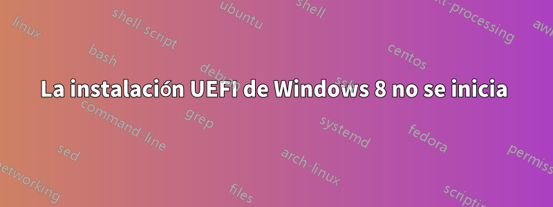 La instalación UEFI de Windows 8 no se inicia