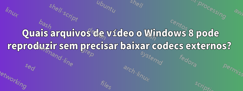 Quais arquivos de vídeo o Windows 8 pode reproduzir sem precisar baixar codecs externos? 