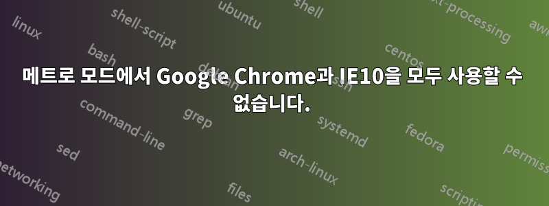 메트로 모드에서 Google Chrome과 IE10을 모두 사용할 수 없습니다.