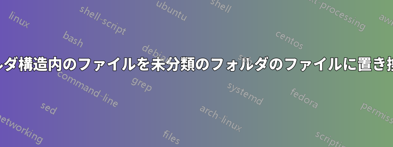 フォルダ構造内のファイルを未分類のフォルダのファイルに置き換える