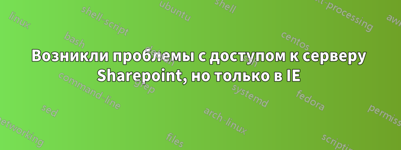 Возникли проблемы с доступом к серверу Sharepoint, но только в IE