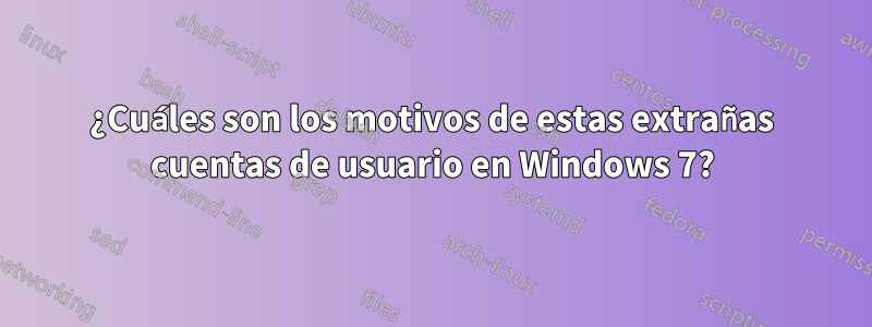 ¿Cuáles son los motivos de estas extrañas cuentas de usuario en Windows 7?