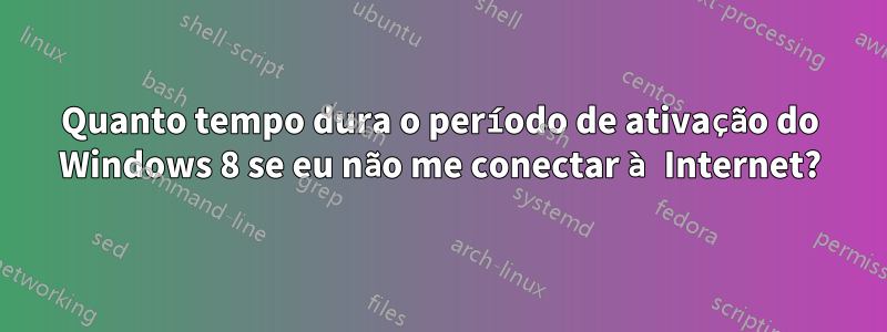 Quanto tempo dura o período de ativação do Windows 8 se eu não me conectar à Internet?