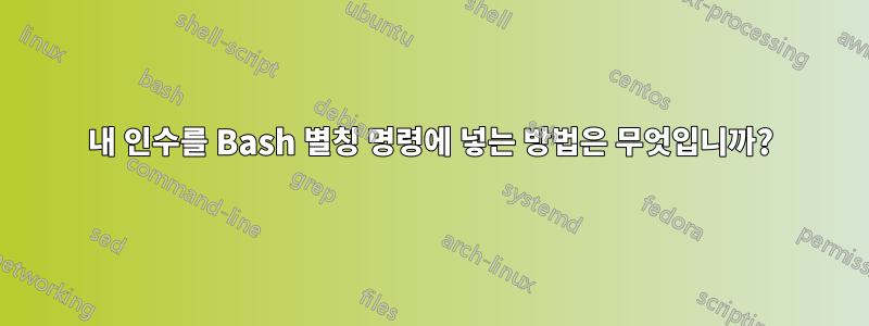 내 인수를 Bash 별칭 명령에 넣는 방법은 무엇입니까?