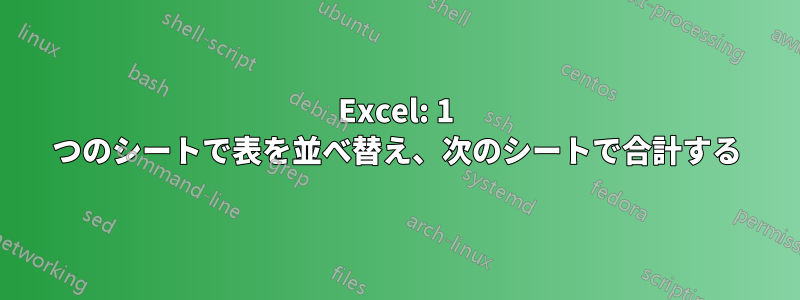 Excel: 1 つのシートで表を並べ替え、次のシートで合計する