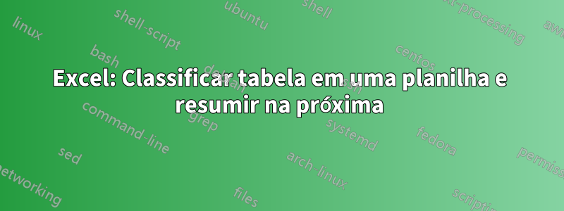 Excel: Classificar tabela em uma planilha e resumir na próxima