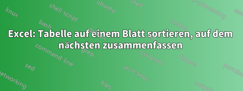 Excel: Tabelle auf einem Blatt sortieren, auf dem nächsten zusammenfassen