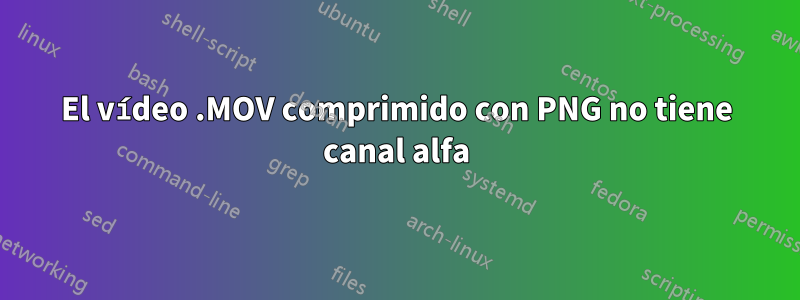 El vídeo .MOV comprimido con PNG no tiene canal alfa