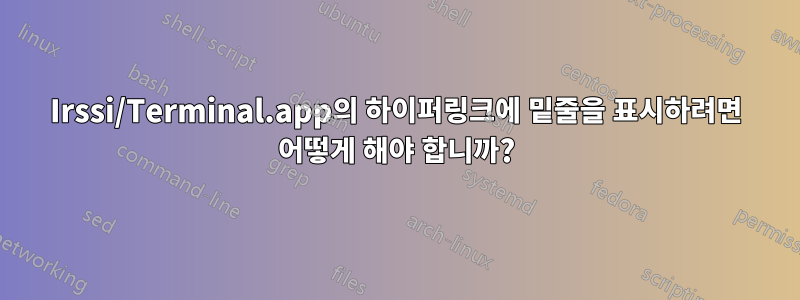 Irssi/Terminal.app의 하이퍼링크에 밑줄을 표시하려면 어떻게 해야 합니까?