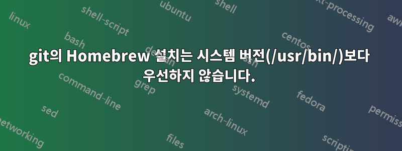 git의 Homebrew 설치는 시스템 버전(/usr/bin/)보다 우선하지 않습니다.